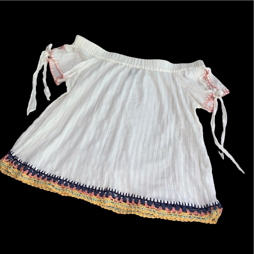 Banjara Womens Off the Shoulder Top Crochet Trim Cottagecore